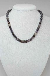 Su Safiri (İyolit) Taşı Kolye 8mm (Klipsli) - 1
