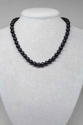 Shungite (Şungit) Taşı Kolye 8mm (Klipsli) - 1