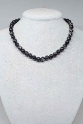 Varisit Taşı Siyah Kolye 8mm (Klipsli) - 1