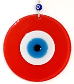 Nazar Boncuklu Turuncu 20 Santimetre Çapında Cam Duvar Süsü thumbnail 1