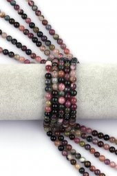 Renkli Turmalin Doğal Taş Dizi 6 mm Küre Kesim thumbnail 1