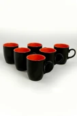 Keramika Mat Siyah/Turuncu Bulut Kupa 9 Cm 6 Adet 956/200 - 3