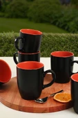 Keramika Mat Siyah/Turuncu Bulut Kupa 9 Cm 6 Adet 956/200 - 1
