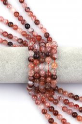 Hematoid Kuvars Doğal Taş Dizi 8 mm Küre Kesim thumbnail 1