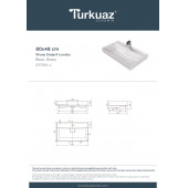 Turkuaz Seramik Cerastyle Sharp Serisi 80 Cm x 48 Cm Etajerli Lavabo - 6