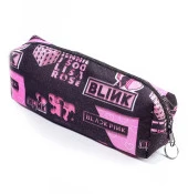 Siyah Blackpink Kpop Desenli Kalemlik Fermuarlı Makyaj Çantası - 1