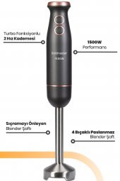 Goldmaster Bestmix Antrasit Hazneli 1500w 4 Bıçaklı Paslanmaz Çubuk El Blender Seti - 4