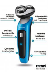 Goldmaster Efendi Esnek Oynar Başlıklı Led Ekranlı IPX6 Islak Kuru Su Geçirmez Tıraş Makinesi - 3