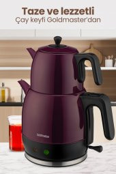 Goldmaster Demlika Mor XL Geniş Hazneli Damlatmaz Paslanmaz Çelik Çay Makinesi ve Su Isıtıcısı - 5