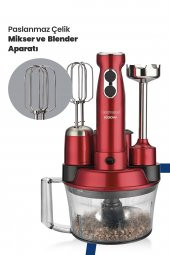 Goldmaster Elenamax Vişne Kırmızı 1000 Watt Hız Ayarlı 100 Bakır Motor 5 In 1 Mutfak Robotu Multi Blender Seti - 4