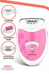 Goldmaster Linda Şarjlı 2 in 1  Epilatör ve Topuk Törpüsü Seti Epilasyon Cihazı Pembe GM7159P - 1