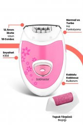 Goldmaster Linda Şarjlı 2 in 1  Epilatör ve Topuk Törpüsü Seti Epilasyon Cihazı Pembe GM7159P - 4