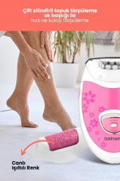 Goldmaster Linda Şarjlı 2 in 1  Epilatör ve Topuk Törpüsü Seti Epilasyon Cihazı Pembe GM7159P - 5
