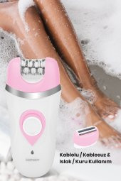 Goldmaster Peri Şarj Standlı Islak Kuru 3 in 1 Cilt Yüz Temizleme Fırçalı Epilatör Epilasyon Güzellik Seti thumbnail 4