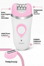 Goldmaster Peri Şarj Standlı Islak Kuru 3 in 1 Cilt Yüz Temizleme Fırçalı Epilatör Epilasyon Güzellik Seti thumbnail 6