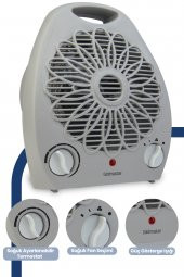 Goldmaster Venüs 2000 Watt Isıya Dayanıklı Sıcak,Ilık,Soğuk Devrilme Emniyetli Isıtıcı Fan Gri - 2