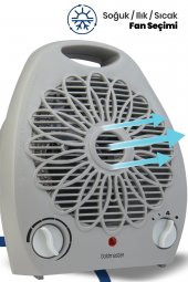 Goldmaster Venüs 2000 Watt Isıya Dayanıklı Sıcak,Ilık,Soğuk Devrilme Emniyetli Isıtıcı Fan Gri - 3