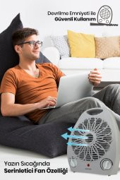 Goldmaster Venüs 2000 Watt Isıya Dayanıklı Sıcak,Ilık,Soğuk Devrilme Emniyetli Isıtıcı Fan Gri - 6