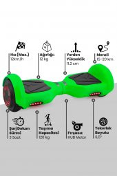 GoMaster GoMaster Greeny 6.5 Inch Işıklı Akıllı Dengeli Elektrikli Kaykay Hoverboard Taşıma Çantalı Yeşil - 2