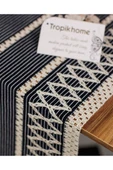 Örme Lacivert Runner , Püsküllü Organik Pamuk Dantel Örme Runner 35x155 Cm Regina Runner Örtüsü - 4