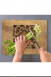 29x34 cm Ahşap Ev Desenli Cam Kesme Tablası/Tahtası thumbnail 2