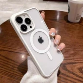İphone 11 Magsafe Uyumlu Magsafe Uyumlu Mat Çerçeveli Telefon Kılıfı - 1