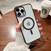 İphone 11 Pro Max Magsafe Uyumlu Magsafe Uyumlu Mat Çerçeveli Telefon Kılıfı - 3