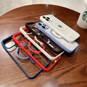 İphone 11 Pro Max Magsafe Uyumlu Magsafe Uyumlu Mat Çerçeveli Telefon Kılıfı - 8