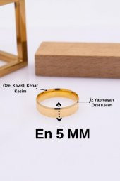 22 Ayar Altın 5MM Düz Kesim Nişan Yüzüğü, Alyans, Evlilik Yüzüğü - 2