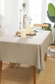Linen Keten Kumaş Basic Tek Masa Örtüsü Düz Model 140x220 cm - 5