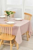 Linen Keten Kumaş Basic Tek Masa Örtüsü Düz Model 140x220 cm - 8