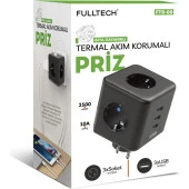 Fulltech Termal Akım Korumalı, Isıya Dayanıklı Çoklu Piriz, 3x USB FTR-09 - 1