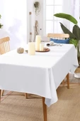 Linen Keten Kumaş Basic Tek Masa Örtüsü Düz Model 140x220 cm - 1