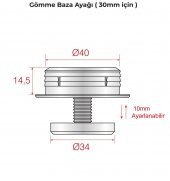 Mesan Maxbz01 Gömme  Baza Ayağı Siyah 30mm - 6