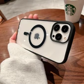 İphone 13 Pro Magsafe Uyumlu Magsafe Uyumlu Mat Çerçeveli Telefon Kılıfı thumbnail 7