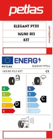 Petlas 165/80 R13 83T Elegant PT311 Yaz Lastiği 2023 Üretim - 2