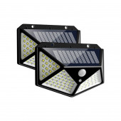 2'li 100LED Solar Hareket Sensörlü Güneş Enerjili 3 Mod Duvar Bahçe Karavan Kamp Lambası D02 - 4