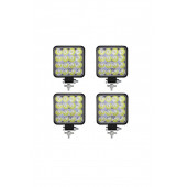 4 Adet 16 LED Kare Lamba Off Road Traktör Tekne (110 x 110 Mm) D05 - 1