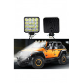 Off Road Sis Farı, 16 LED Kare Çalışma Lambası 2 Adet 12-24V, 48W D06 - 2