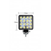 16 LED Kare Lamba Off Road Traktör Tekne (110 x 110 Mm) D07 - 1