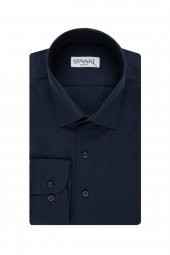 SÜVARİ Slim Fit Lacivert Düz Erkek Gömlek - 1