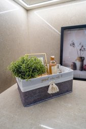 Dikdörtgen Keçe Dekoratif Saklama Sepeti MİNİ 28x19x11 - 1