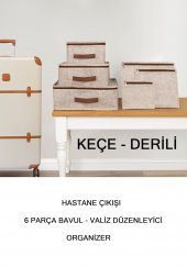Hastane Çıkışı 6 Parça Bavul Valiz Düzenleyici Organizer Derili Keçe KAHVE - 1