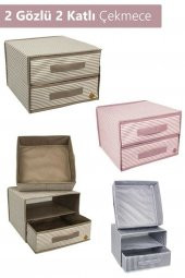 İKİ BÖLMELİ ÇEKMECE 31x30x22 cm KAHVE - 1