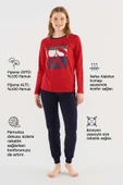 U.s Polo Assn 16840 Kadın Uzun Kol Yazı Baskılı Pijama Takım - 4