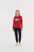 U.s Polo Assn 16840 Kadın Uzun Kol Yazı Baskılı Pijama Takım - 1