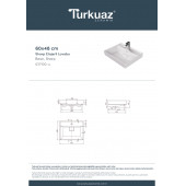 Cerastyle Turkuaz Sharp Etajerli Lavabo 60x48 Cm - 6