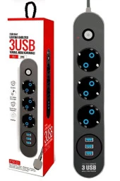 Fulltech Termal Akım Korumalı Isıya Dayanıklı 3lü Priz 2 Mt FTR-01 - 1
