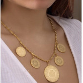 Gerçek Altın Görünümlü Beşibir Yerde 1. Kalite imitasyon Kolye (Halat Zincirli) thumbnail 1