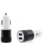 Metal Halkalı 2 Usb 2.1A 1.0A Araç Çakmak Şarj Soketi Siyah - 1
